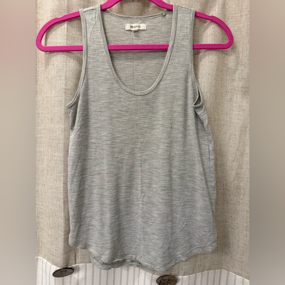Madewell Gray Striped Tank Top